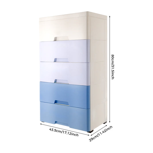 Five Drawer Rolling Storage Tower, 31.5 Inches Tall with Removable Casters - Image 2