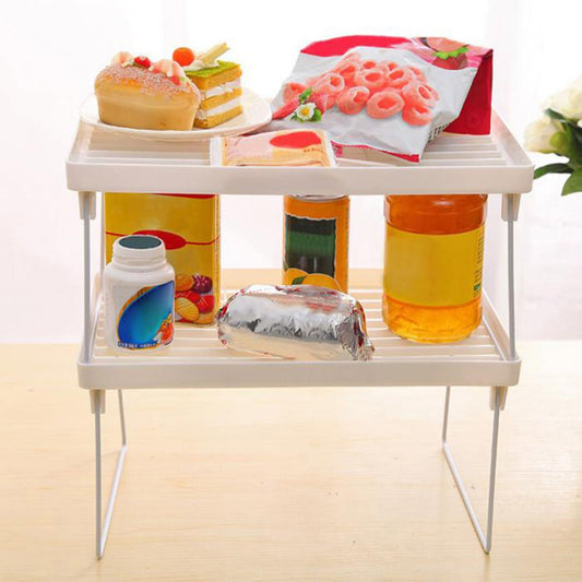 Stackable Shelf Riser for Cabinets, Folding Plastic Rack in Three Widths - Image 2