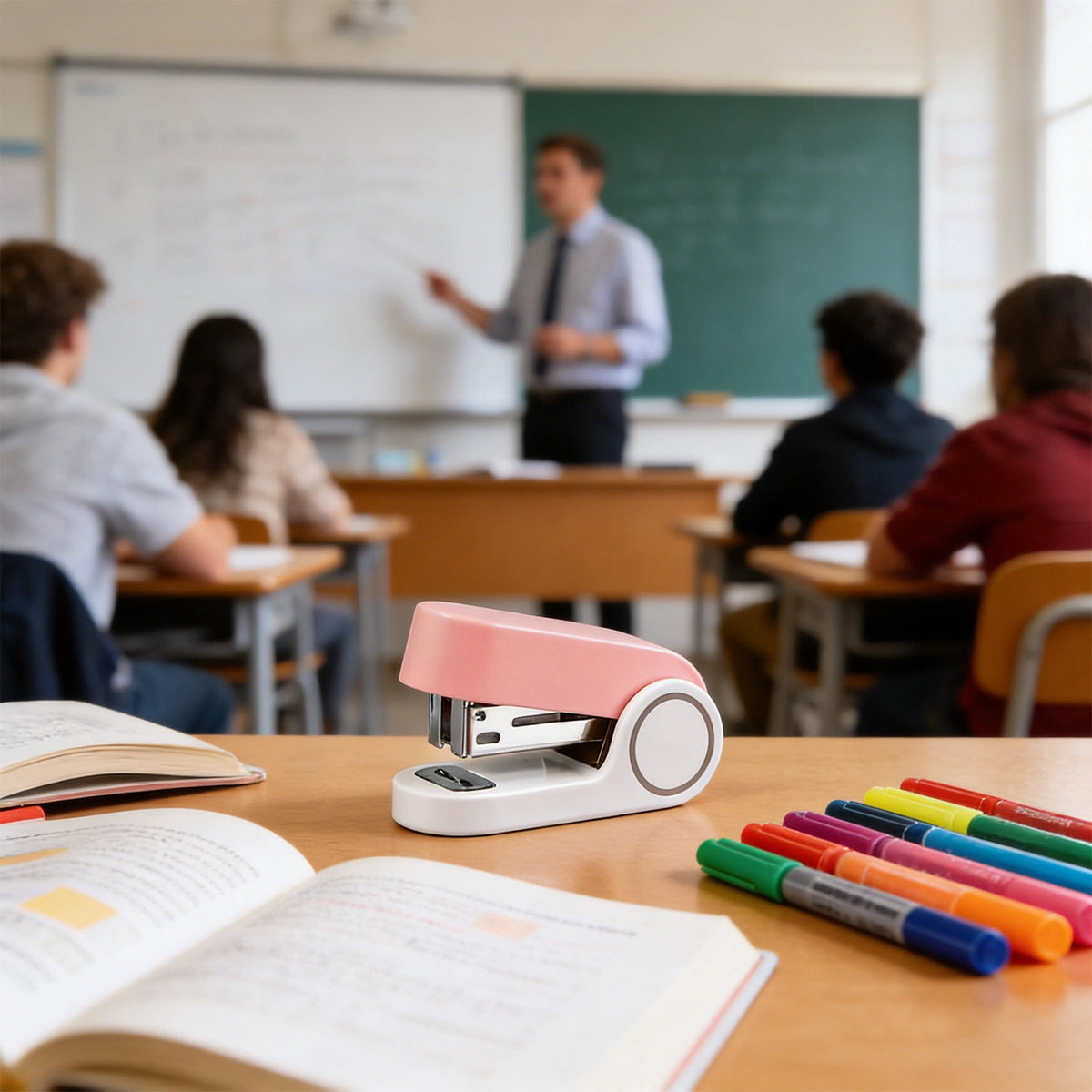 Mini Desk Stapler in Pink with 26/6 Refills, 10 Sheet Capacity - Image 6