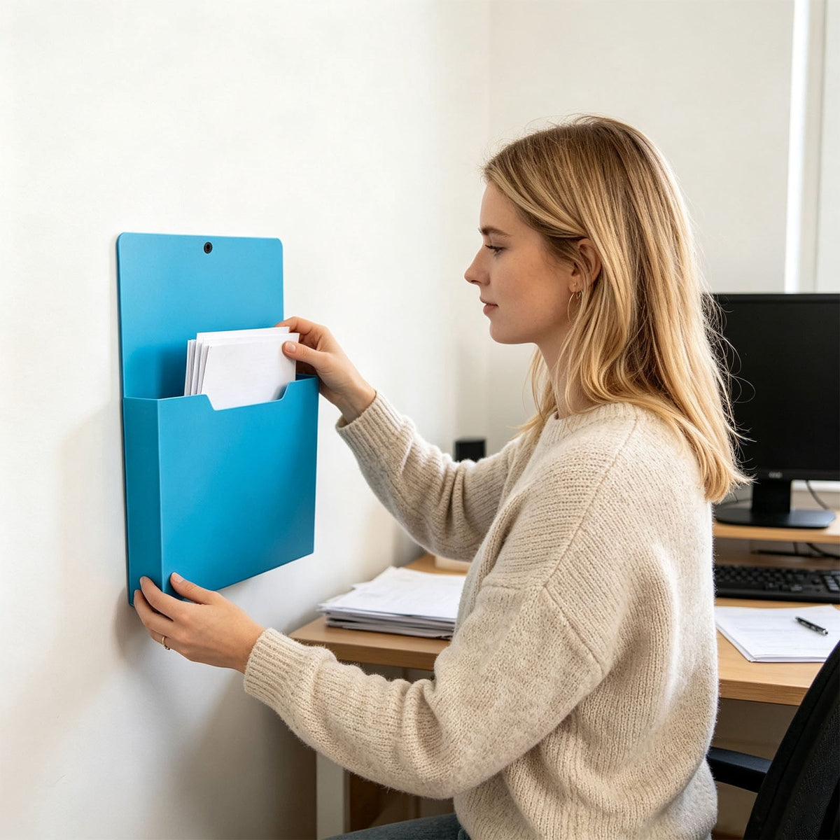 Magnetic A4 Wall File Pocket with a Deep Box Base, Colour Coded - Image 6