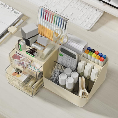 Two Drawer Desktop Organizer with a Clear Lid, 10.8 Inches Wide - Image 5