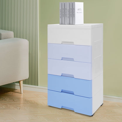 Five Drawer Rolling Storage Tower, 31.5 Inches Tall with Removable Casters - Image 3