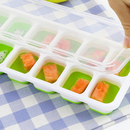 Covered Ice Cube Trays, Two Flexible Stacking Trays of 14 Cubes Each - Image 3