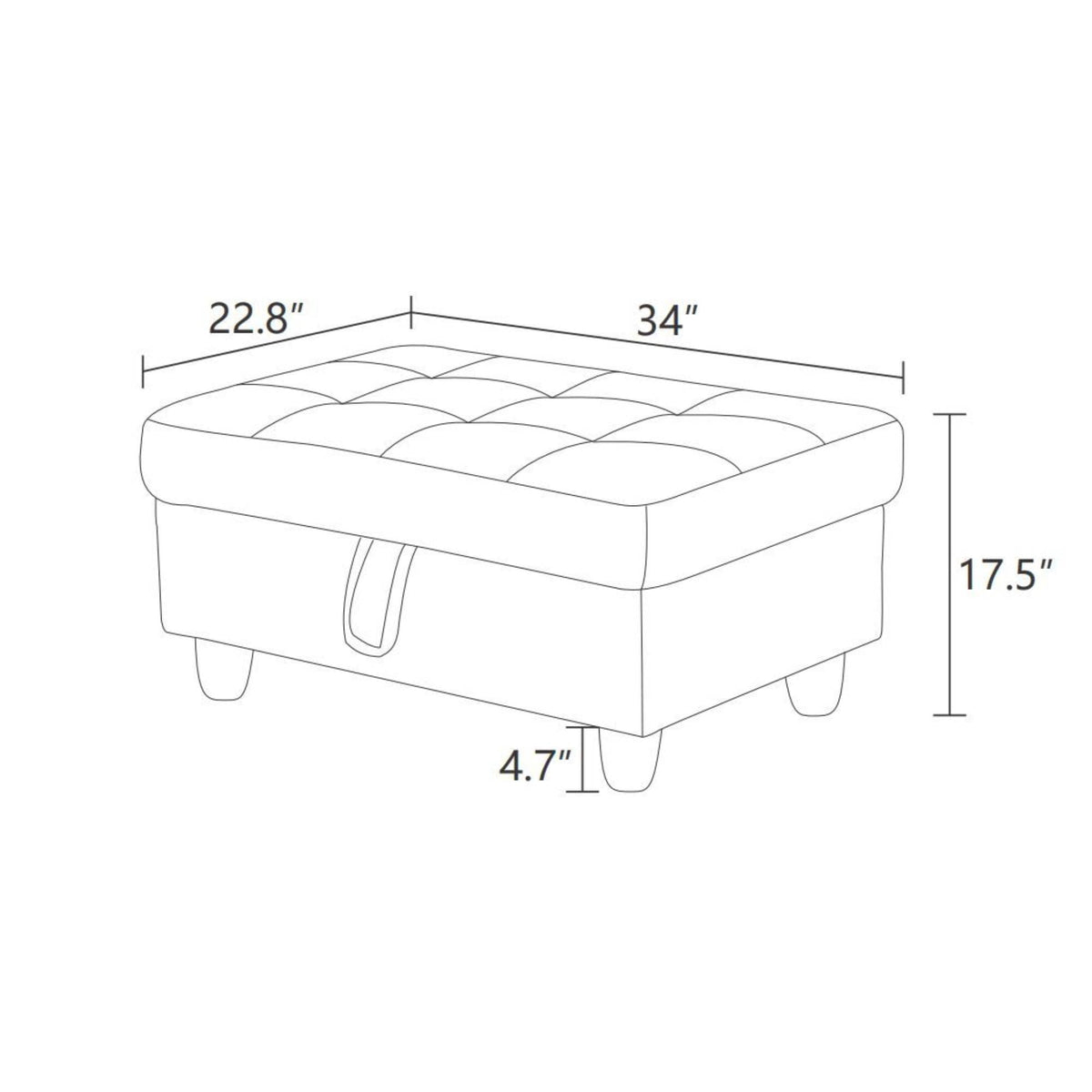 Tufted Faux Leather Storage Ottoman with Lift Off Padded Top, Black - Image 4
