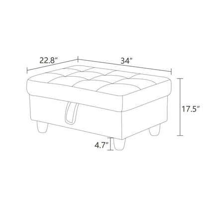 Tufted Faux Leather Storage Ottoman with Lift Off Padded Top, Black - Image 4