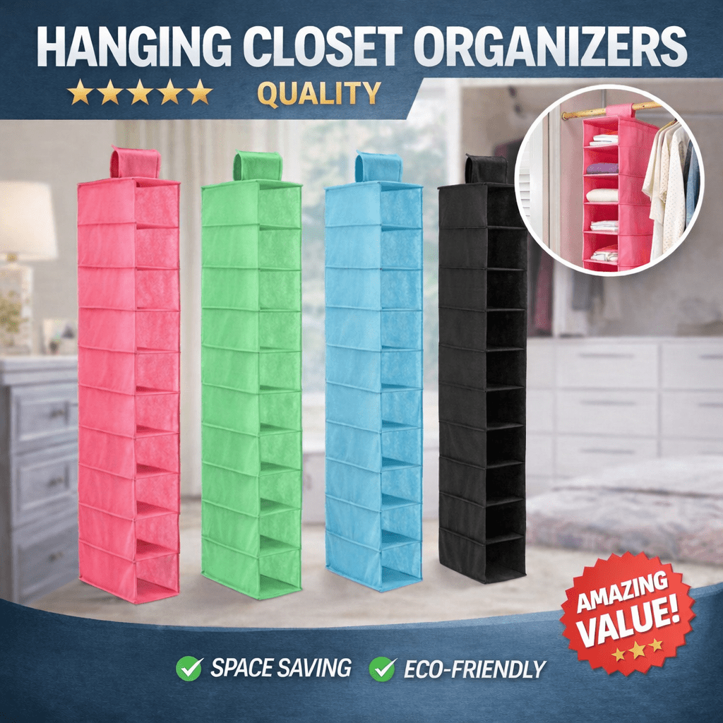 Hanging Closet Shoe Shelf with 10 Compartments, 47 Inches of Vertical Space - Image 2