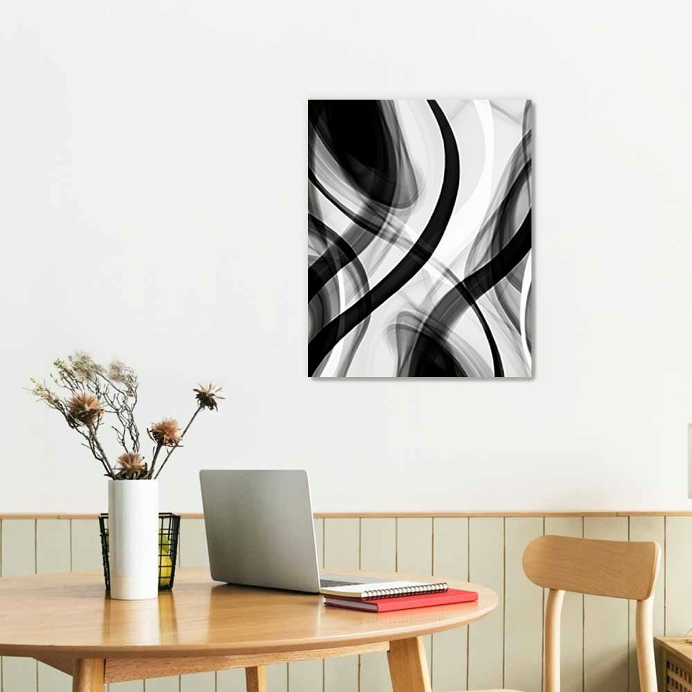 Abstract Line Canvas Print in Black, White and Grey, 16 by 20 Inches - Image 2