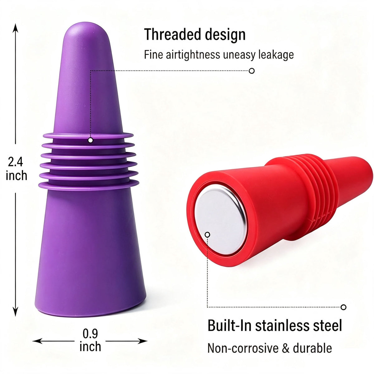Silicone Bottle Stoppers, Eight Grip Top Corks for Wine and Oil - Image 6