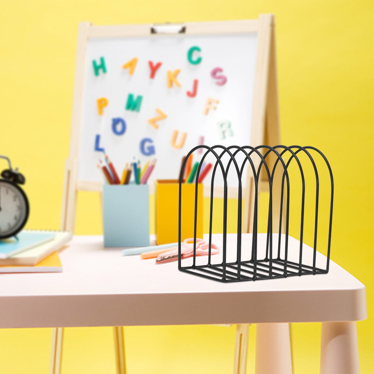Wire Desktop File Sorter with Nine Slots for Folders and Magazines - Image 5