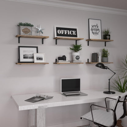 Paulownia Wood Floating Shelves, Set of Six at 16.5 by 6 Inches - Image 3