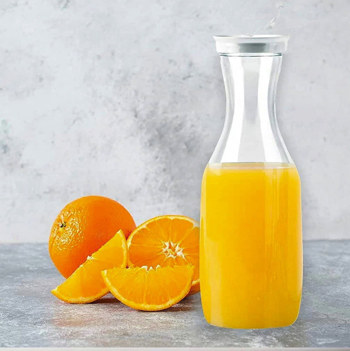 Clear Plastic Carafe with a Flip Tab Lid, 52 oz for Iced Tea and Juice - Image 3