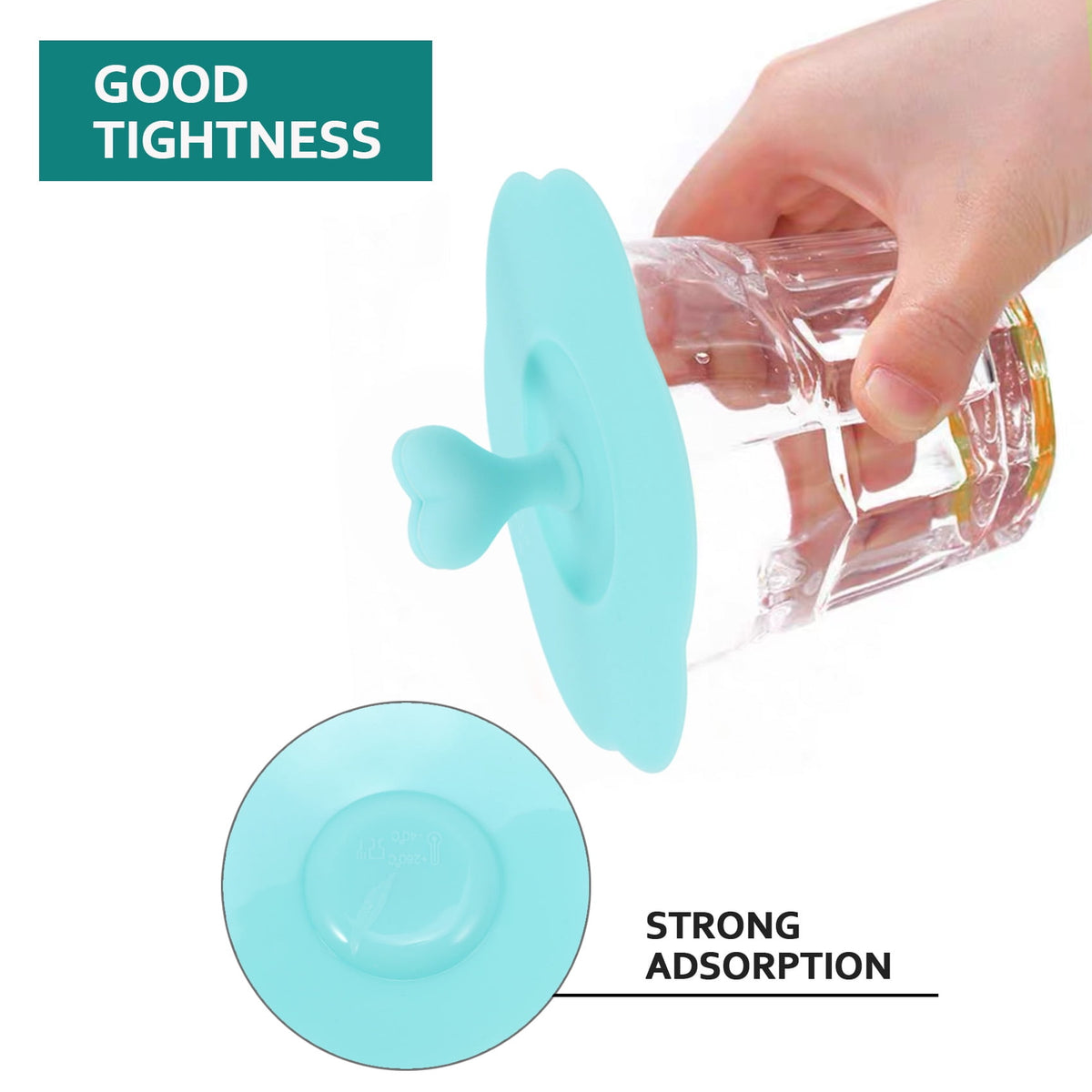 Silicone Mug Lids, Six Airtight Covers with a Heart Tab, 105 mm - Image 5
