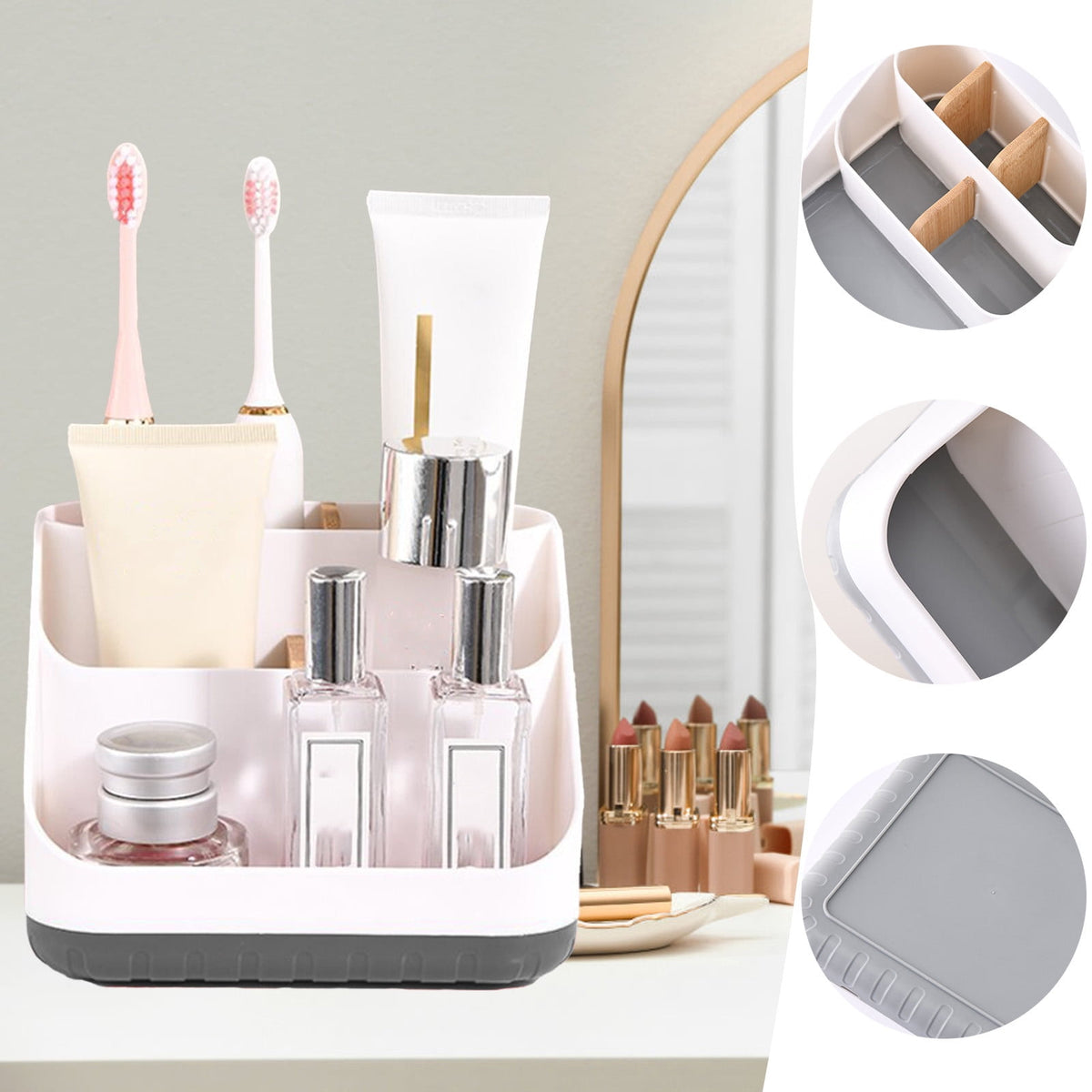 Slant Front Desk Caddy with Removable Dividers, 6.1 Inches Square - Image 4