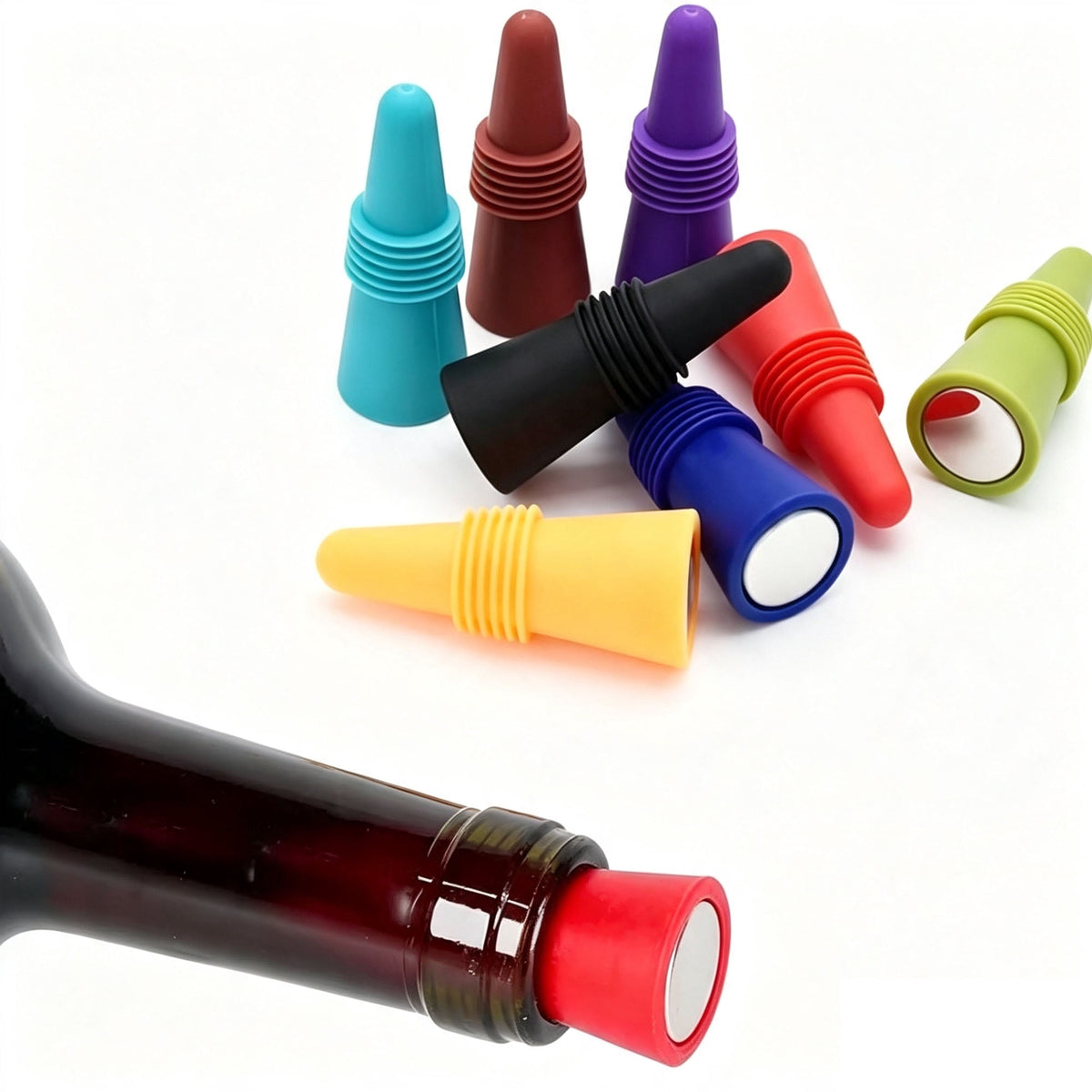 Silicone Bottle Stoppers, Eight Grip Top Corks for Wine and Oil - Image 5