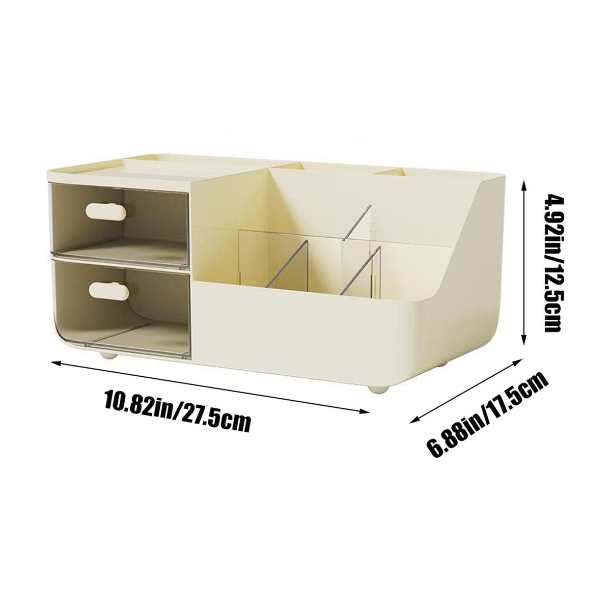 Two Drawer Desktop Organizer with a Clear Lid, 10.8 Inches Wide - Image 3