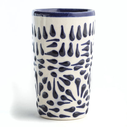Hand Painted Blue Ceramic Shot Glasses, Set of Four at 2 oz Each - Image 6