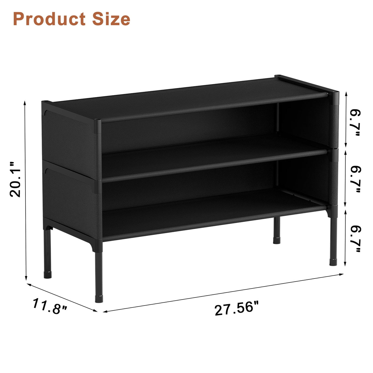 Covered Three Tier Shoe Rack for 12 Pairs, Fabric Shelves for Entryways - Image 5
