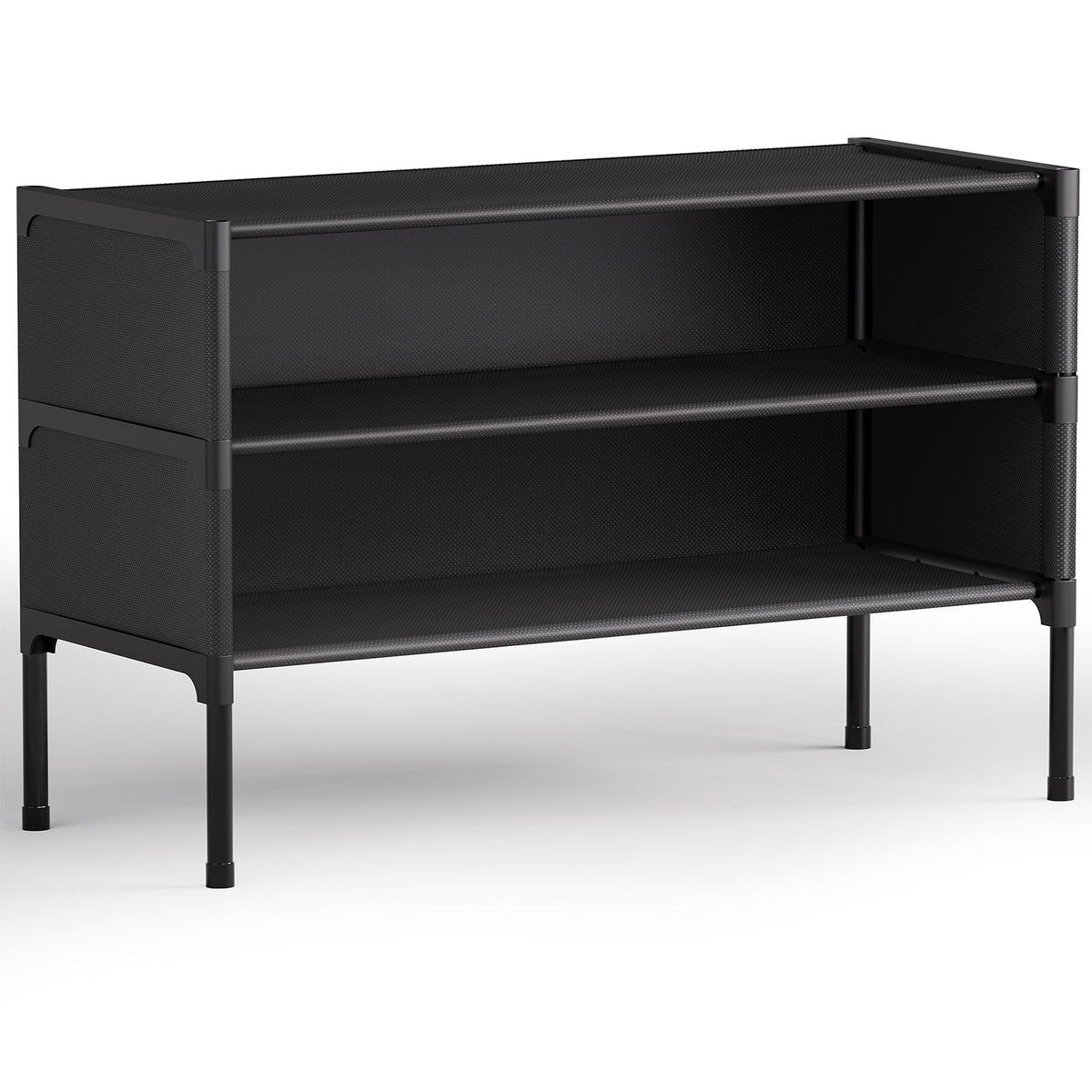 Covered Three Tier Shoe Rack for 12 Pairs, Fabric Shelves for Entryways