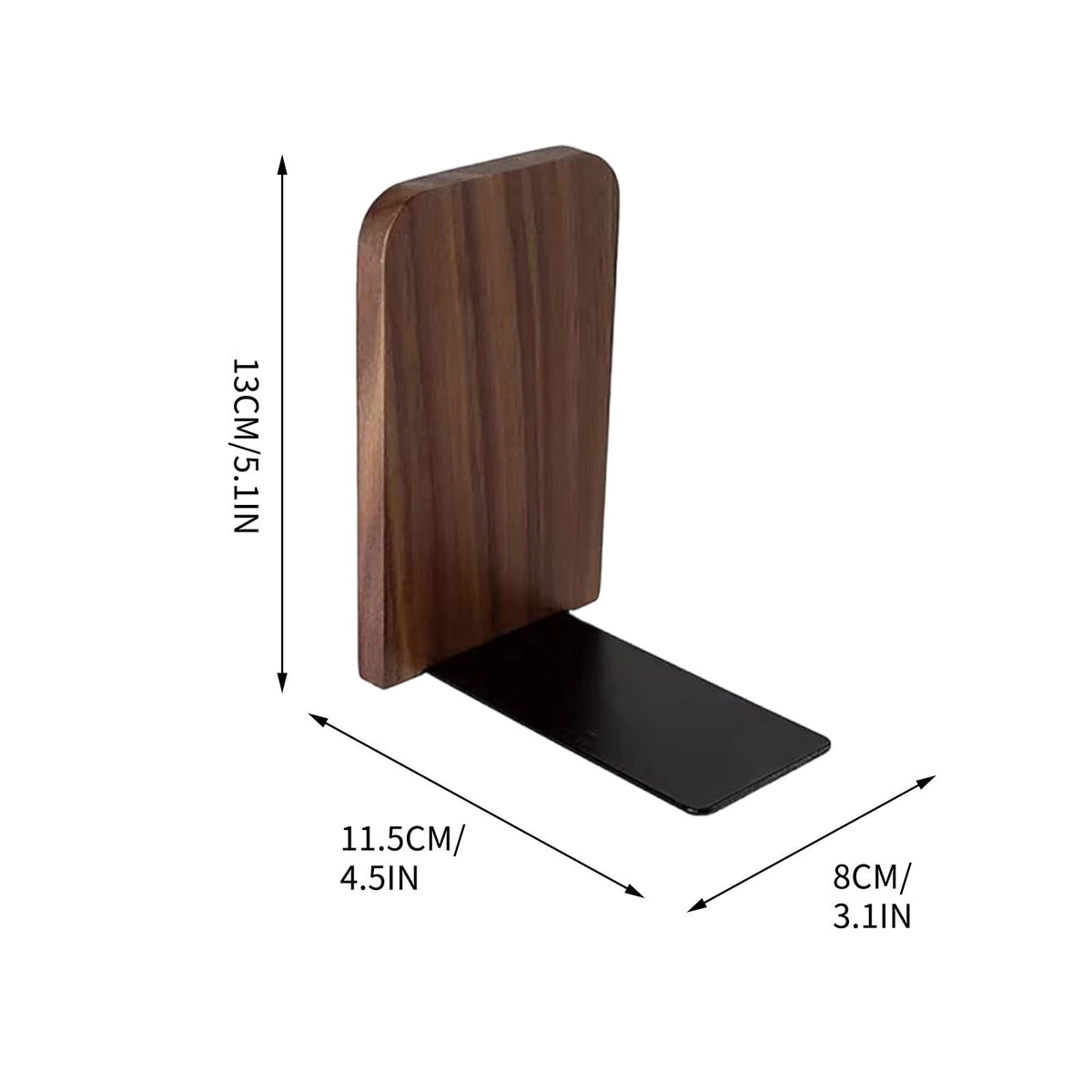 Solid Wood Bookend with a Weighted Base, Single Piece in Beech or Walnut - Image 3