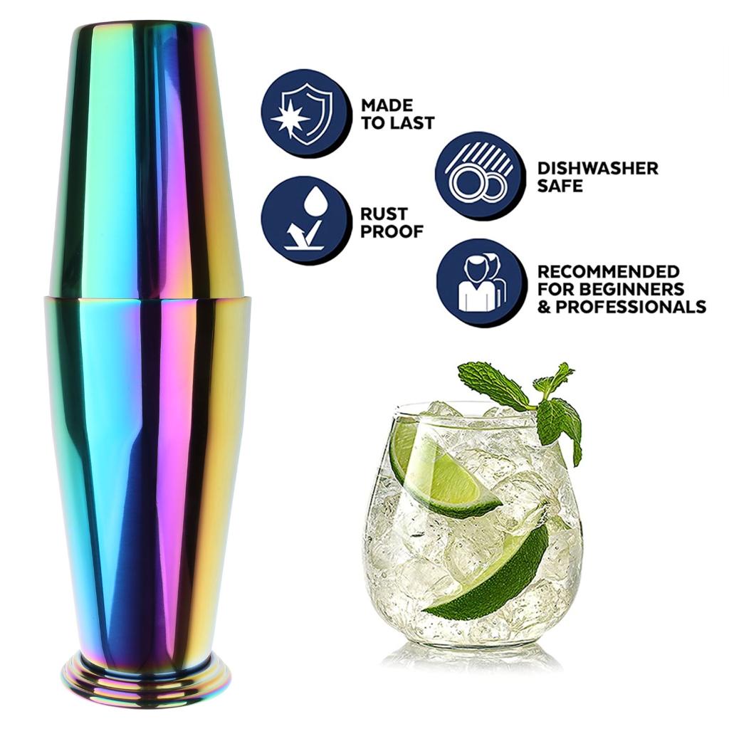 Two Piece Boston Cocktail Shaker in Stainless Steel, Nesting Tins - Image 2