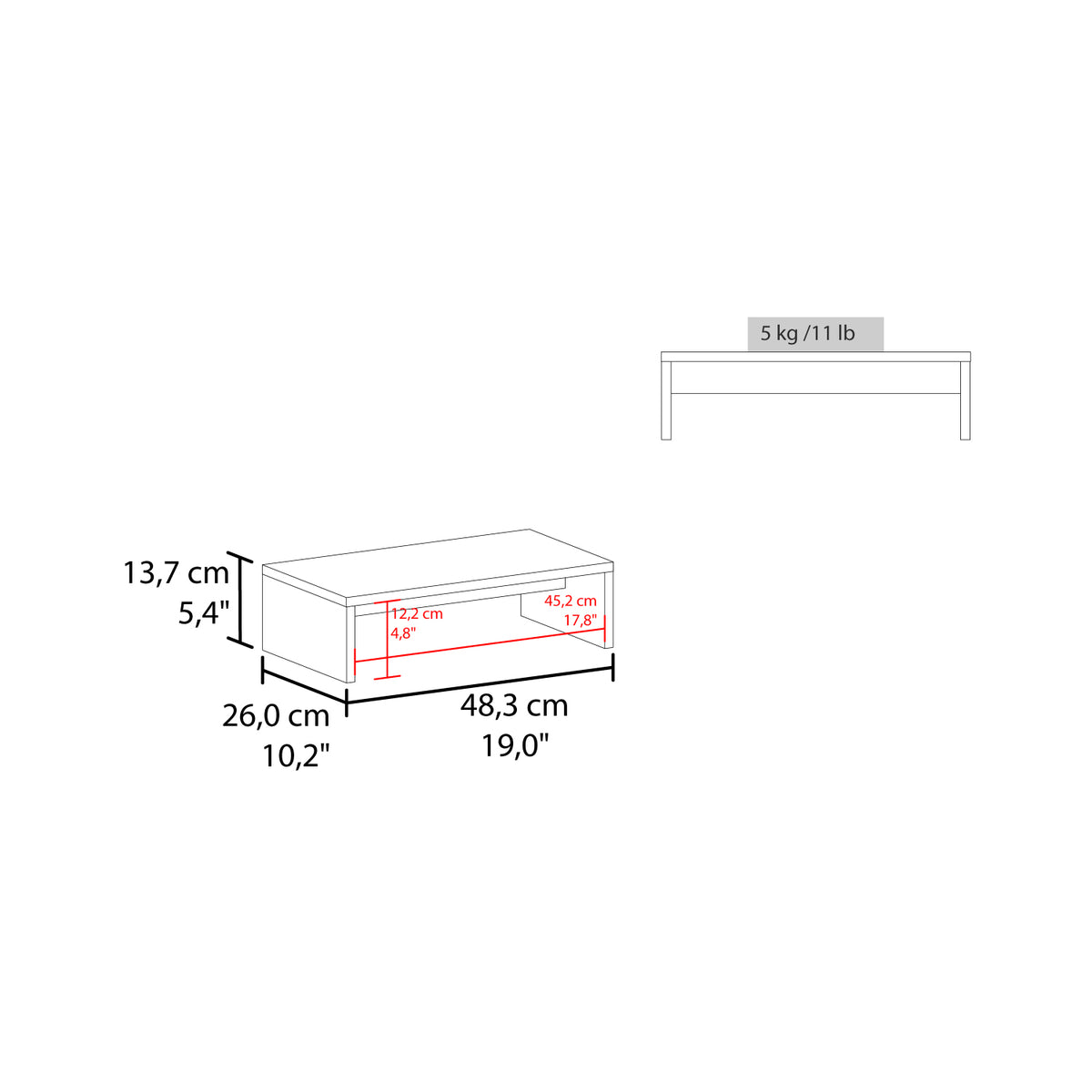 Wood Monitor Riser in a White Oak Finish, 19 Inches Wide - Image 3