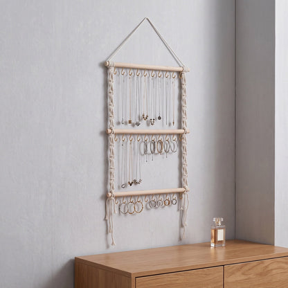 Woven Macrame Jewelry Hanger with 30 Hooks, 27.5 by 13.7 Inches - Image 6