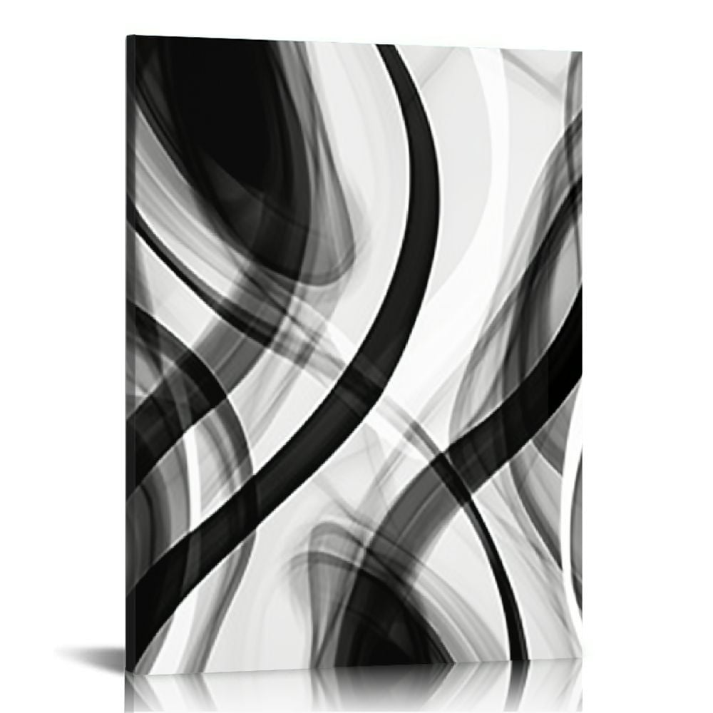 Abstract Line Canvas Print in Black, White and Grey, 16 by 20 Inches