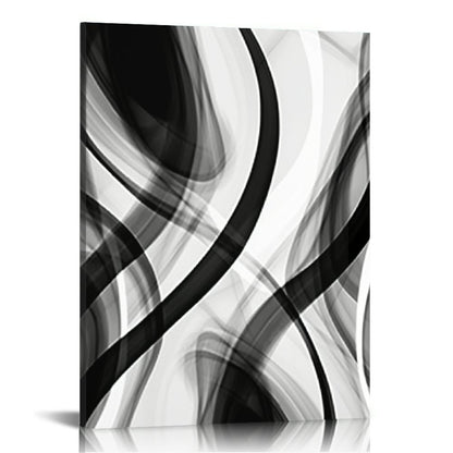 Abstract Line Canvas Print in Black, White and Grey, 16 by 20 Inches