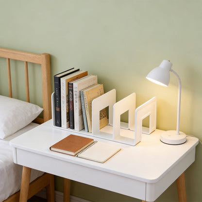 Four Slot Desktop Book Stand in White Plastic, 10.2 Inches Wide - Image 6