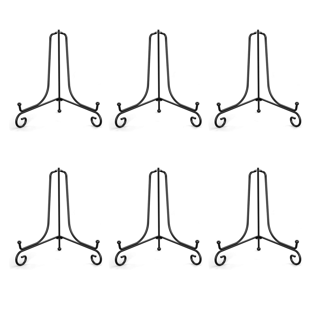 Black Iron Easel Stands, Set of Six at 12 Inches for Plates and Frames
