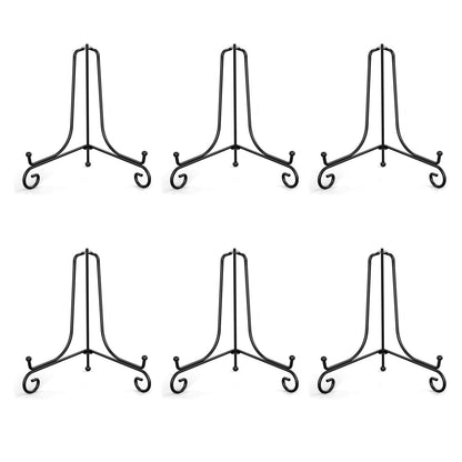 Black Iron Easel Stands, Set of Six at 12 Inches for Plates and Frames