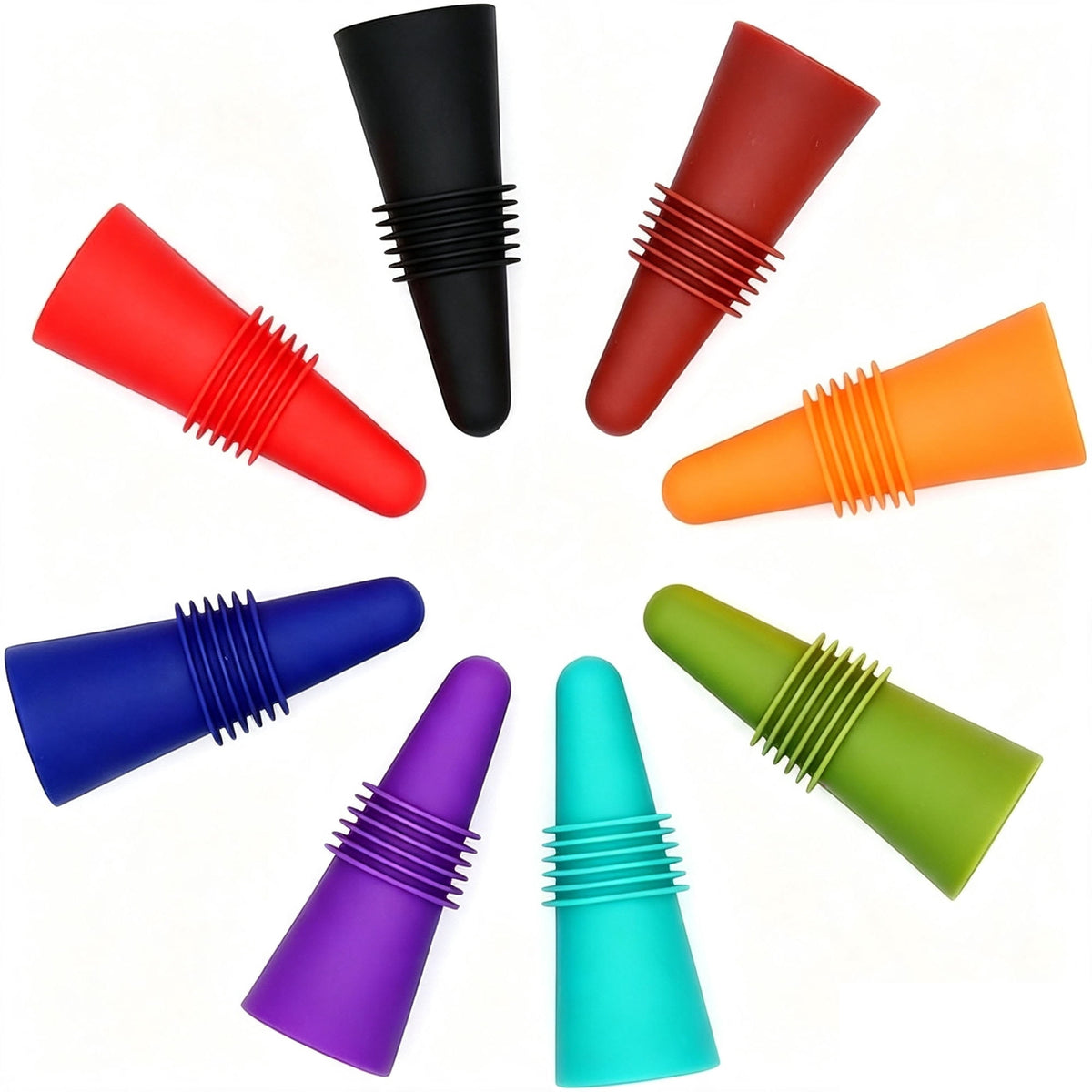 Silicone Bottle Stoppers, Eight Grip Top Corks for Wine and Oil
