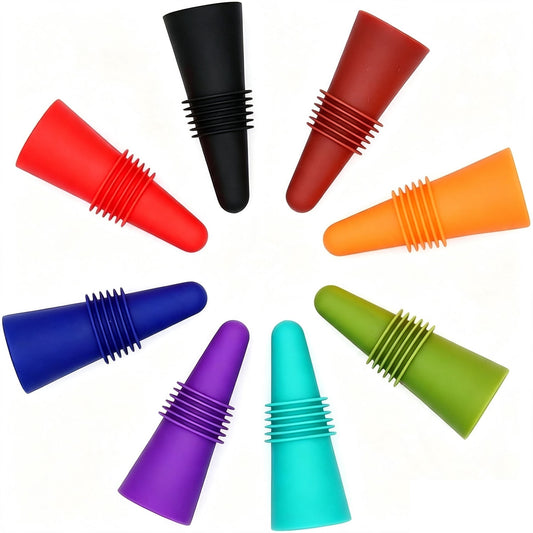 Silicone Bottle Stoppers, Eight Grip Top Corks for Wine and Oil