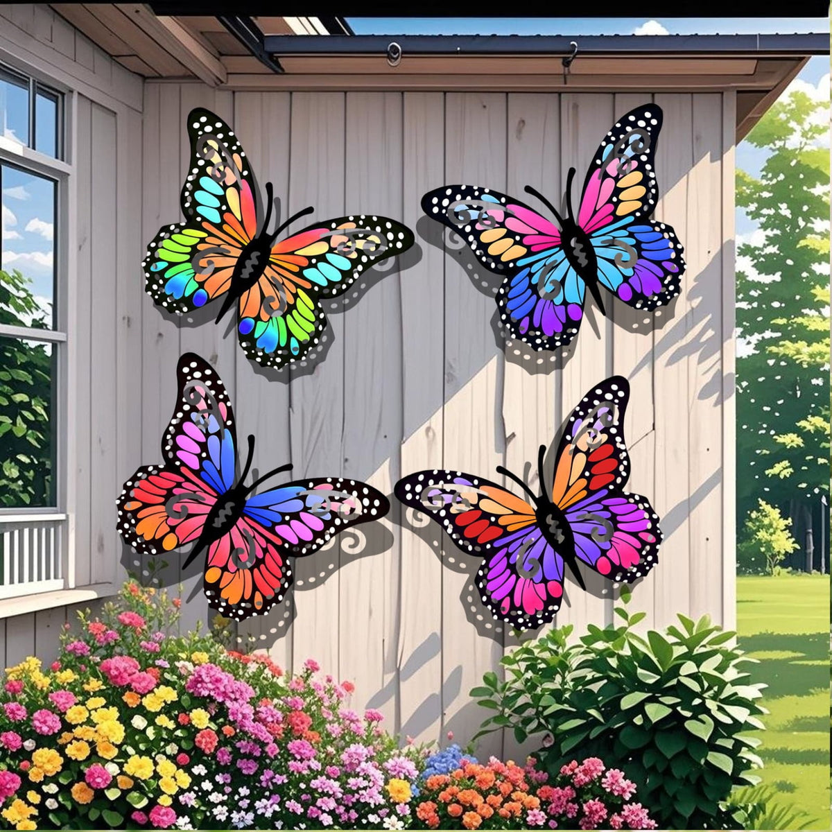 Metal Butterfly Wall Decorations, Set of Four for Indoors or a Balcony - Image 2