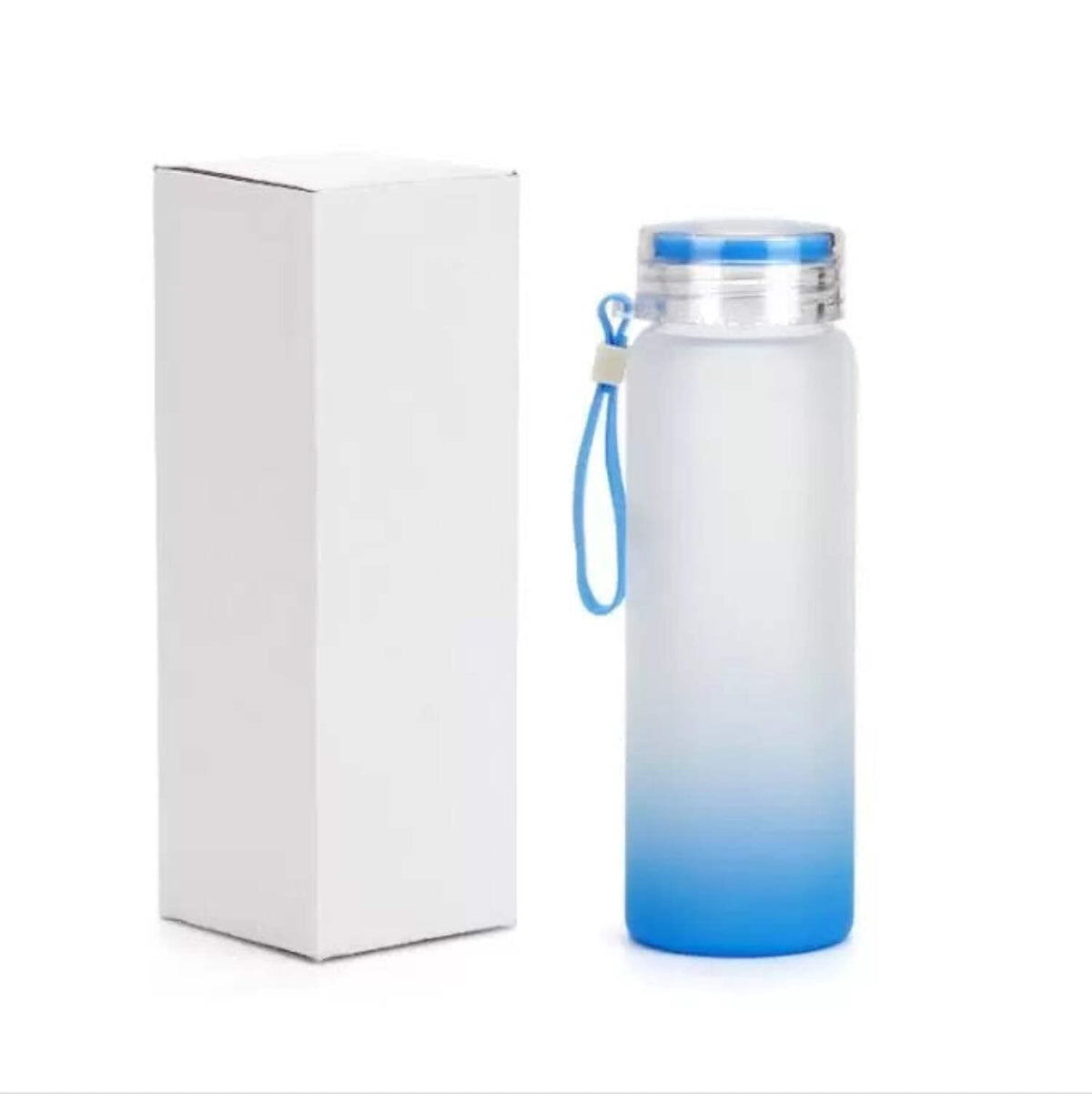 Frosted Glass Tumbler with an Ombre Gradient Finish, 17 oz with Lid - Image 3