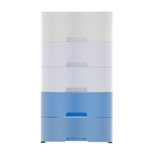 Five Drawer Rolling Storage Tower, 31.5 Inches Tall with Removable Casters