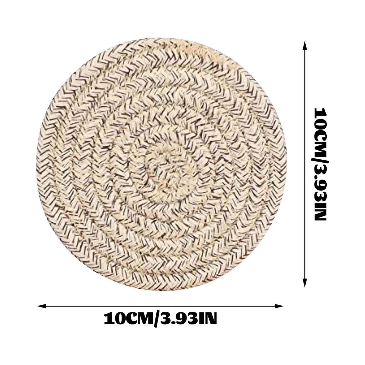 Woven Cotton Coasters, Set of Eight with a Slim Metal Holder - Image 2