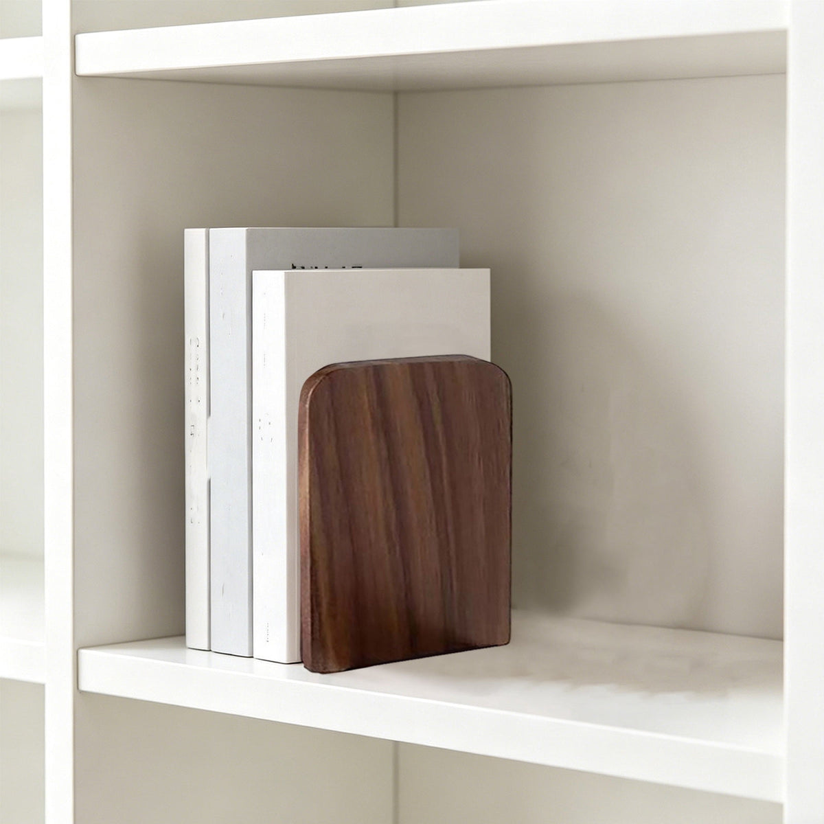 Solid Wood Bookend with a Weighted Base, Single Piece in Beech or Walnut - Image 5