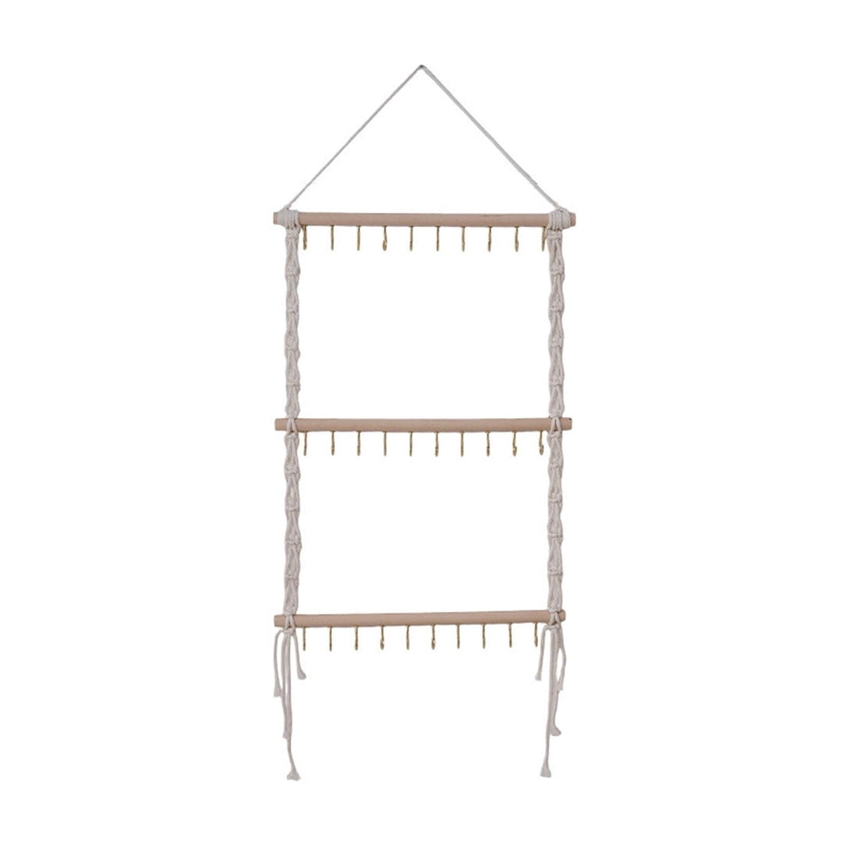 Woven Macrame Jewelry Hanger with 30 Hooks, 27.5 by 13.7 Inches