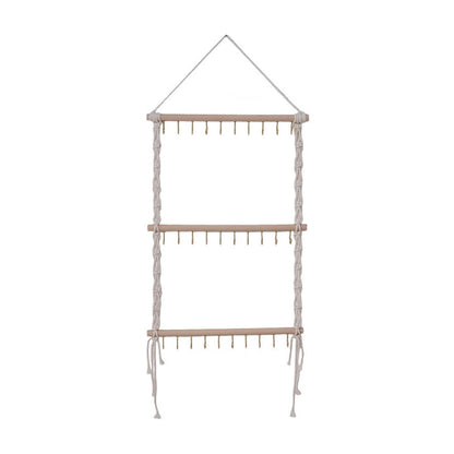 Woven Macrame Jewelry Hanger with 30 Hooks, 27.5 by 13.7 Inches