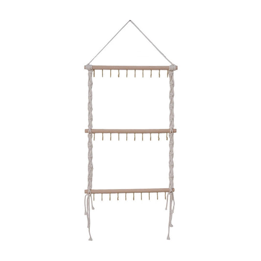 Woven Macrame Jewelry Hanger with 30 Hooks, 27.5 by 13.7 Inches