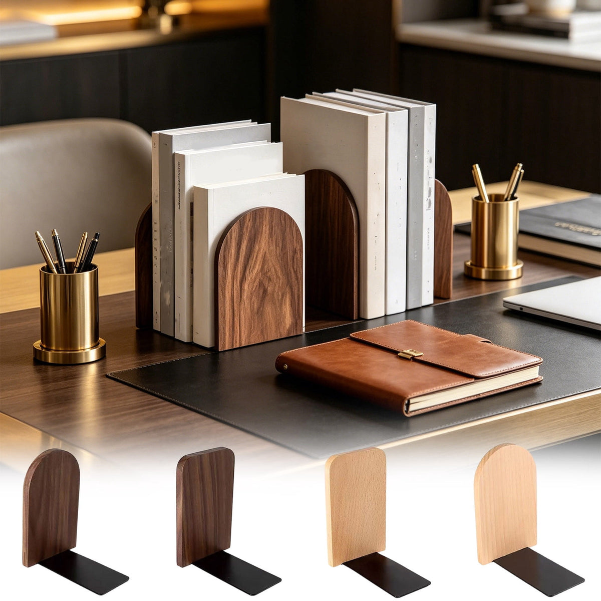 Solid Wood Bookend with a Weighted Base, Single Piece in Beech or Walnut - Image 4