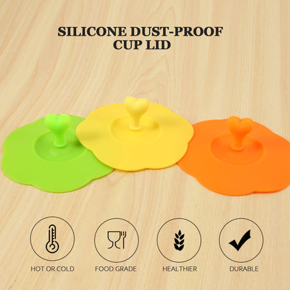 Silicone Mug Lids, Six Airtight Covers with a Heart Tab, 105 mm - Image 6