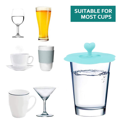 Silicone Mug Lids, Six Airtight Covers with a Heart Tab, 105 mm - Image 4