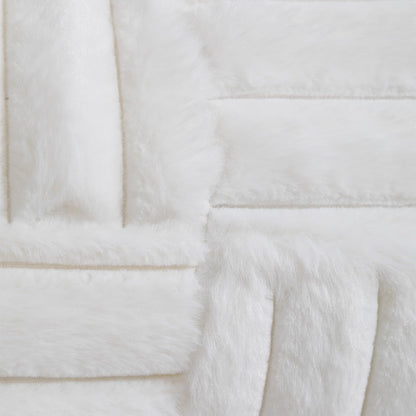 Plush Striped Cushion Covers, Pair of 18 Inch Squares in Cream - Image 3