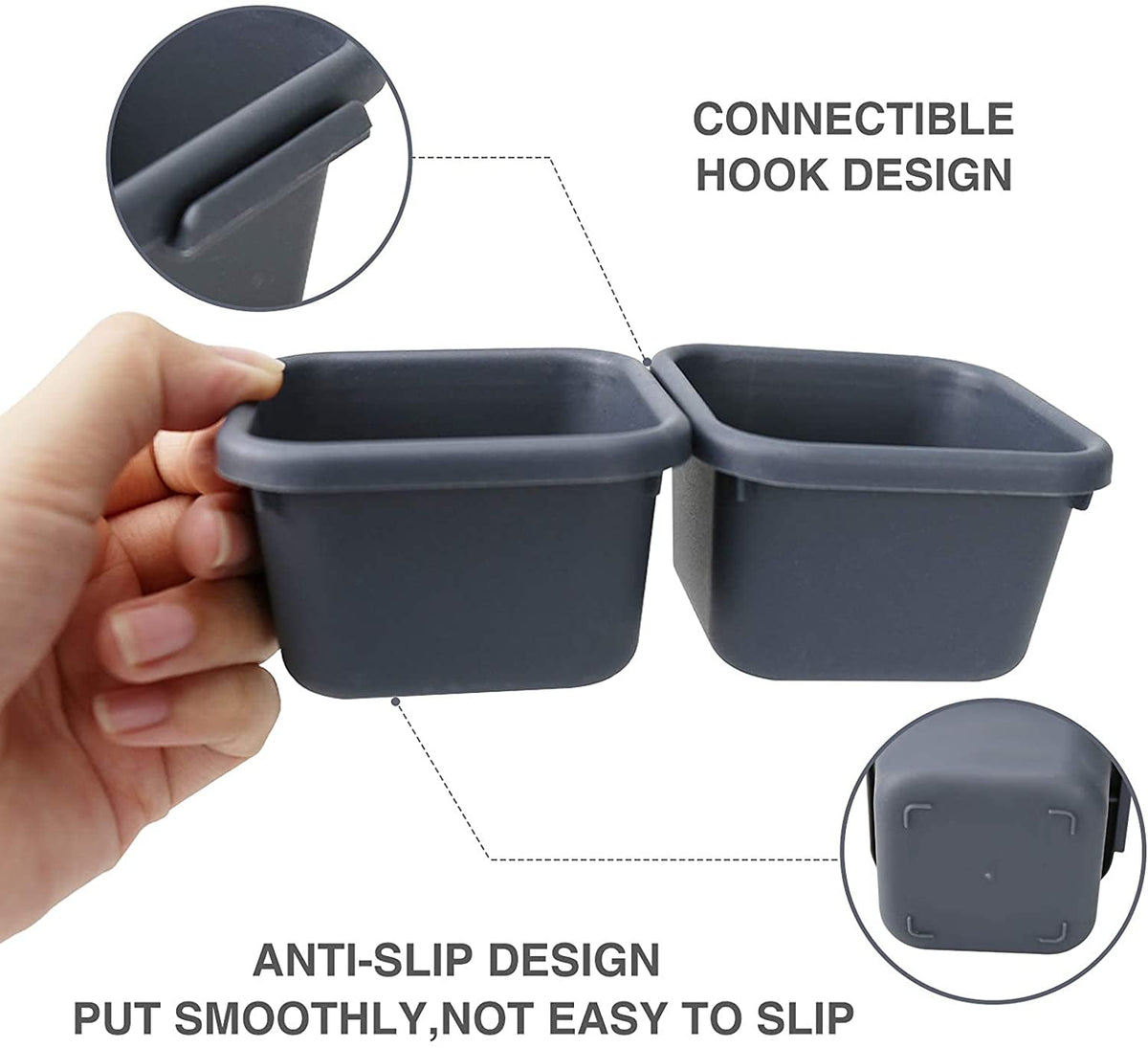 Interlocking Drawer Organizer Trays, 22 Pieces in Dark Grey - Image 3
