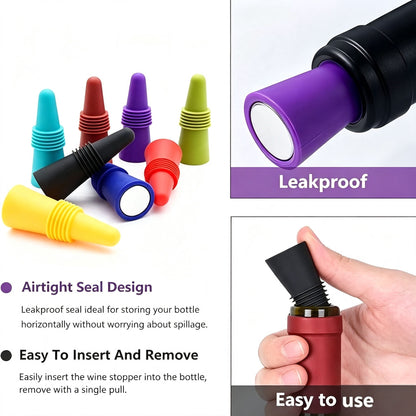 Silicone Bottle Stoppers, Eight Grip Top Corks for Wine and Oil - Image 2