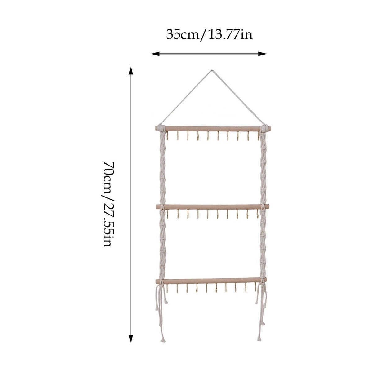 Woven Macrame Jewelry Hanger with 30 Hooks, 27.5 by 13.7 Inches - Image 3