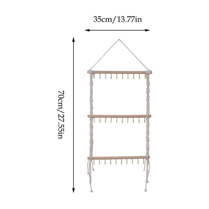 Woven Macrame Jewelry Hanger with 30 Hooks, 27.5 by 13.7 Inches - Image 3