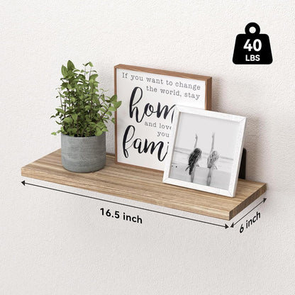 Paulownia Wood Floating Shelves, Set of Six at 16.5 by 6 Inches - Image 2